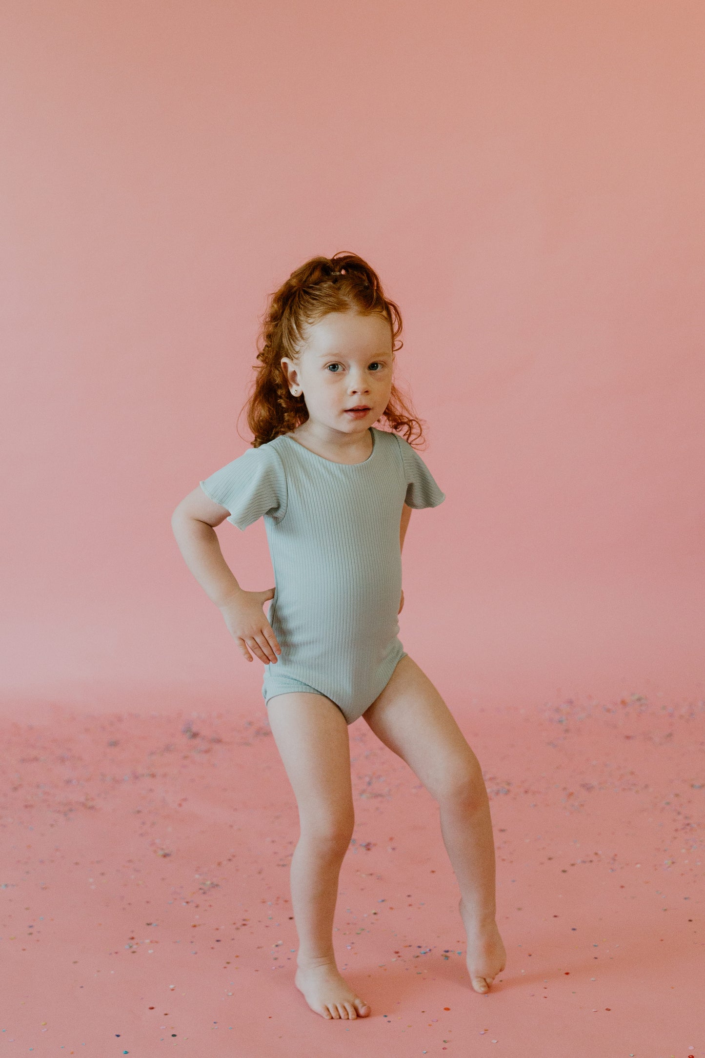 Dusty Blue Ribbed Leotard
