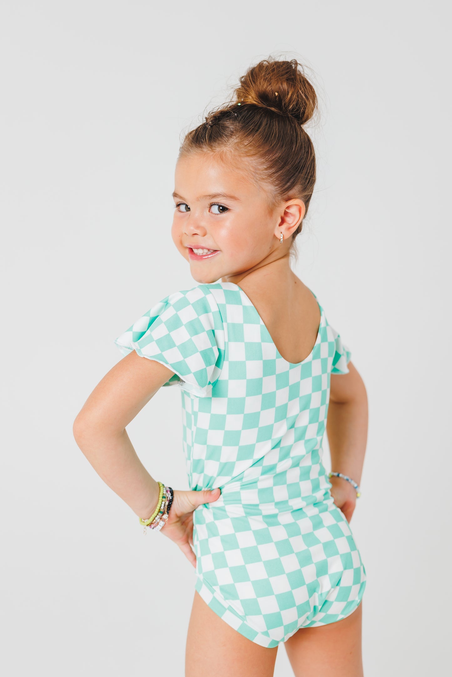 Aqua Checkers Leotard