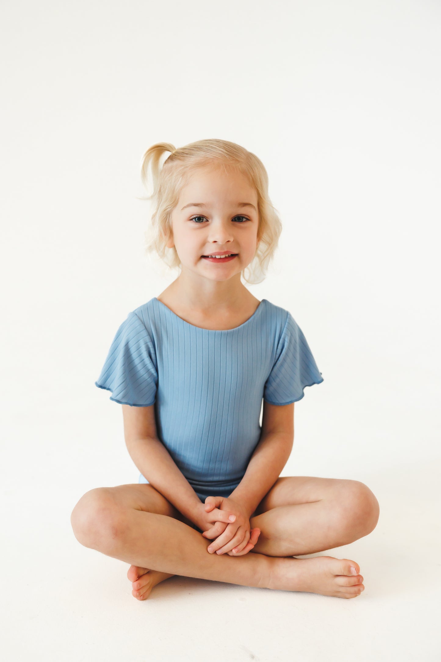 Blue Ribbed Leotard - Tuck & Tumble