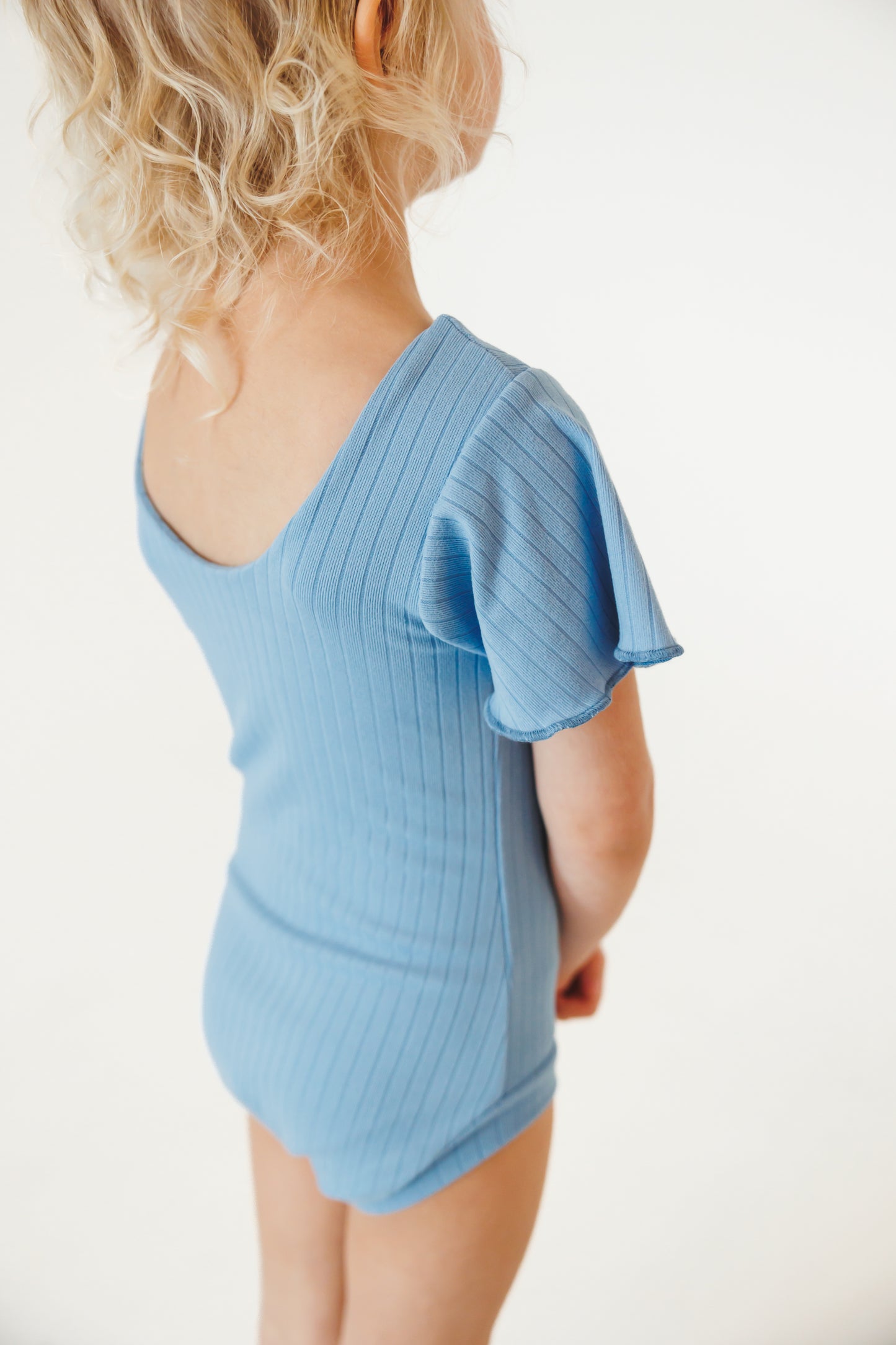 Blue Ribbed Leotard - Tuck & Tumble