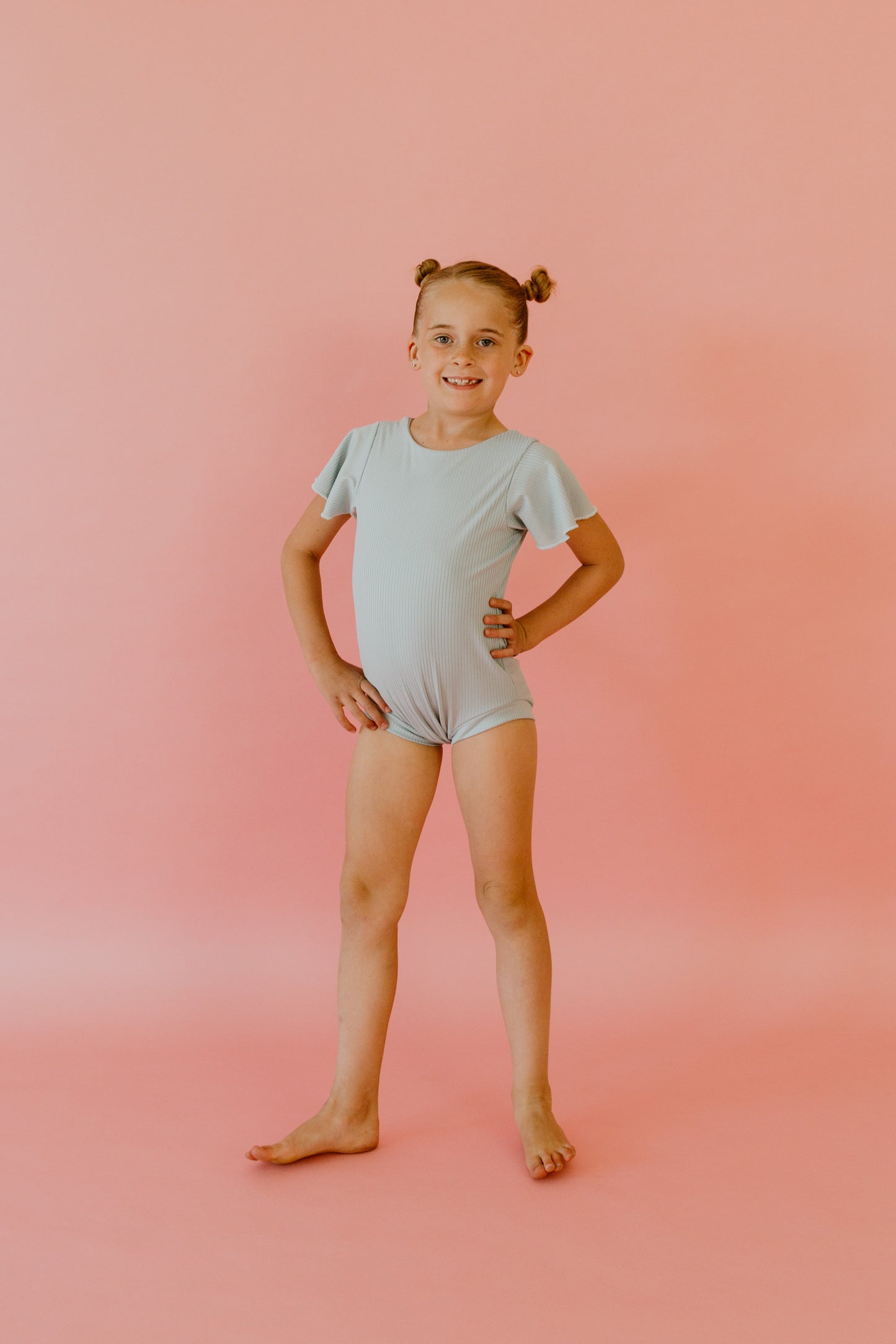Dusty Blue Ribbed Leotard